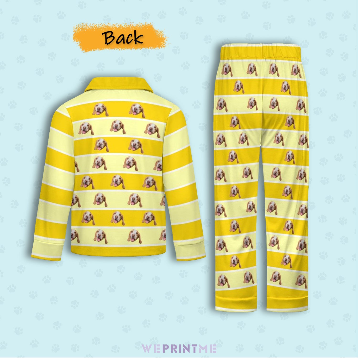 WEPRINTMEKid's PajamasCustom Pet Face Stripe Button - Down Kids Pajama Set