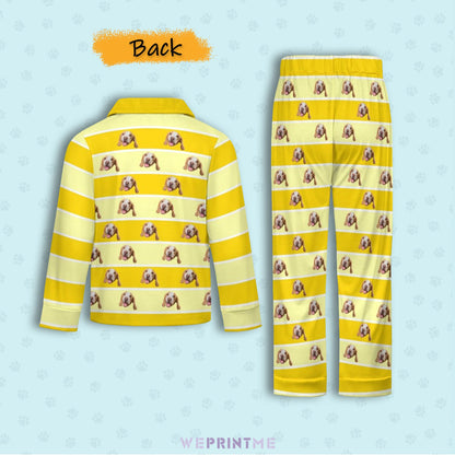 WEPRINTMEKid's PajamasCustom Pet Face Stripe Button - Down Kids Pajama Set