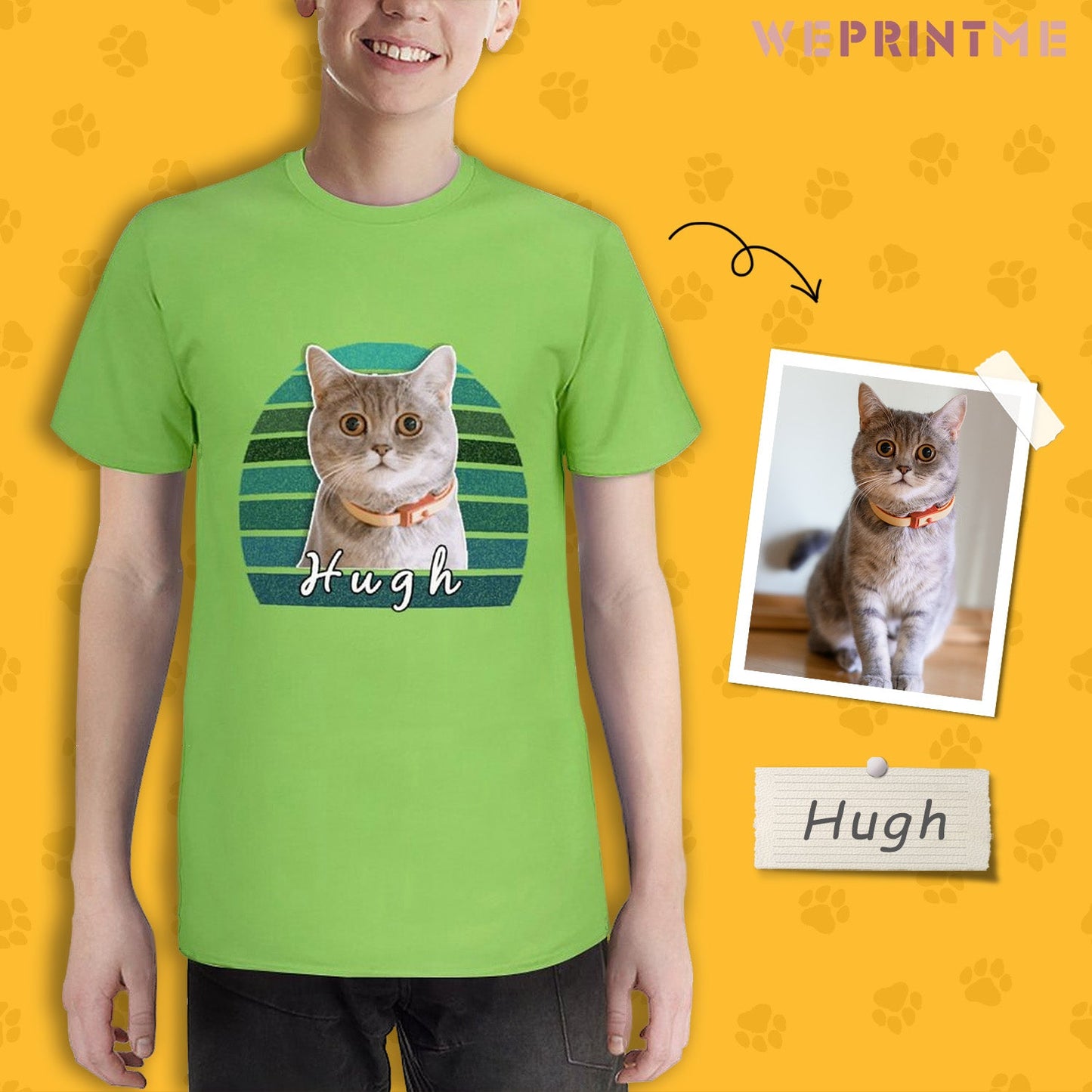 WEPRINTMEKid's T-ShirtCustom Pet Face&Name Kid's T-shirt