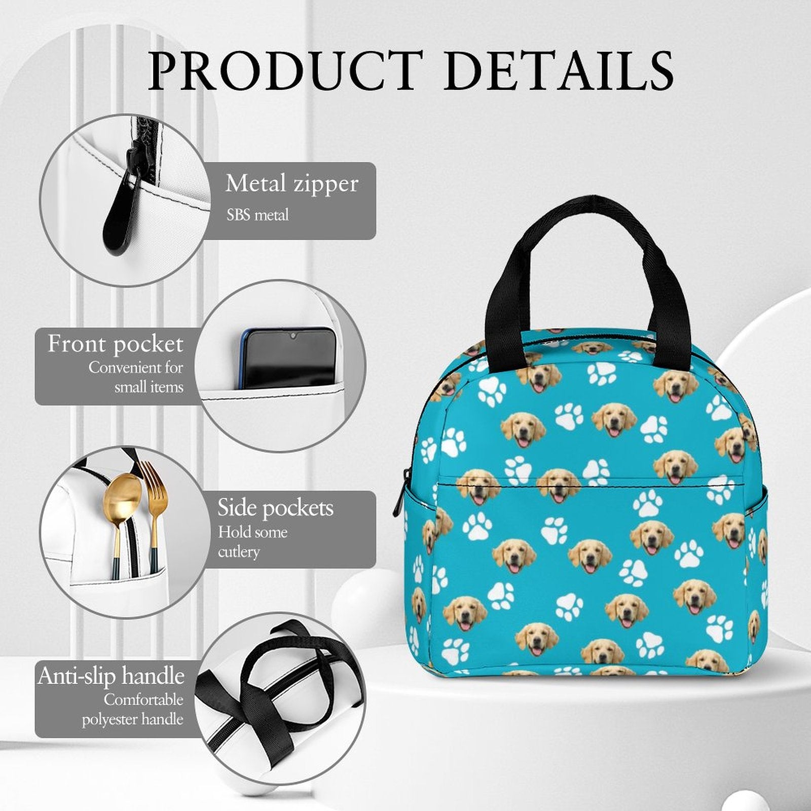 WEPRINTMELunch BagCustom Pet Face Aluminum Foil Lunch Bag