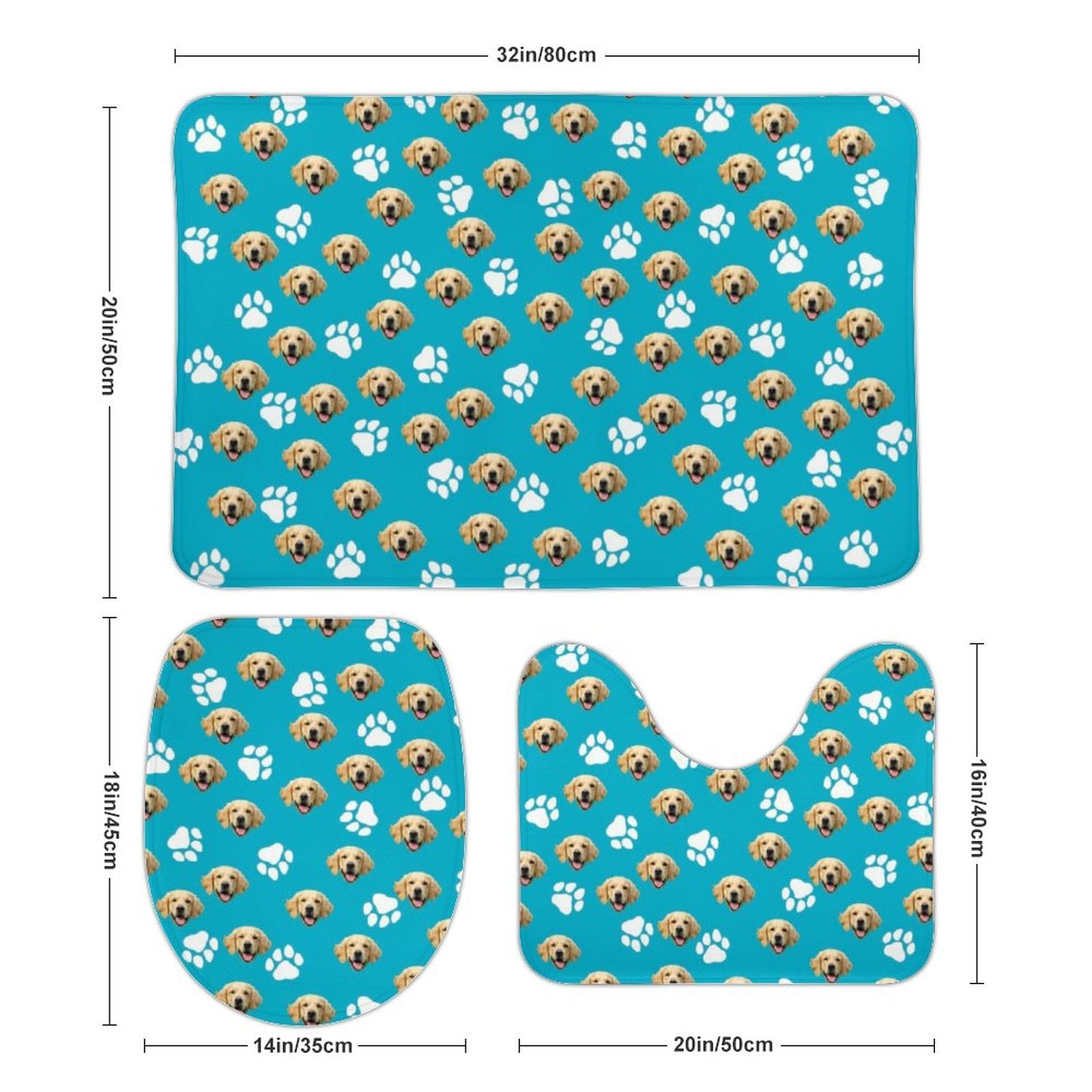 WEPRINTMEMatCustom Pet Face Coral Fleece Mat Set