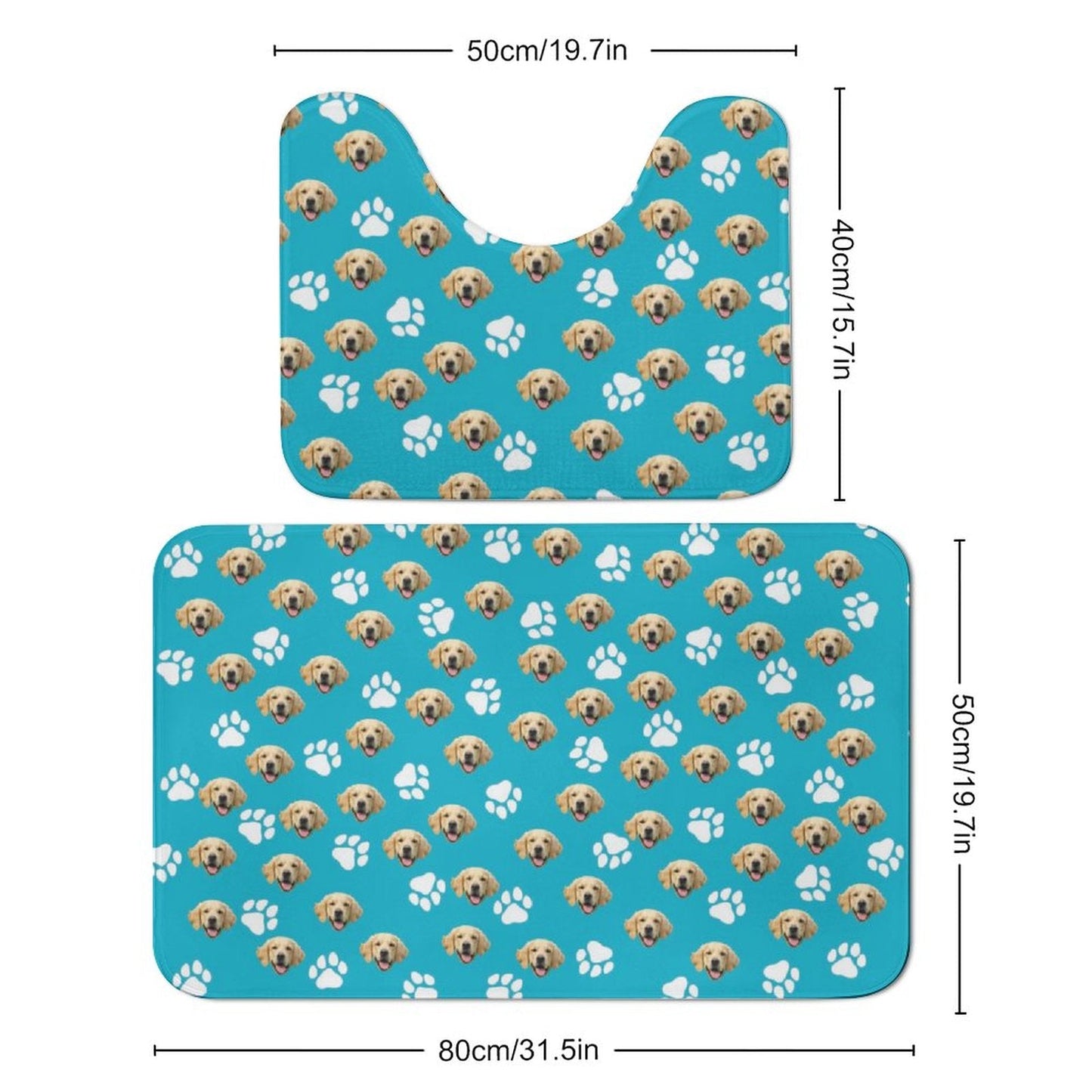 WEPRINTMEMatCustom Pet Face Coral Fleece Mat Set