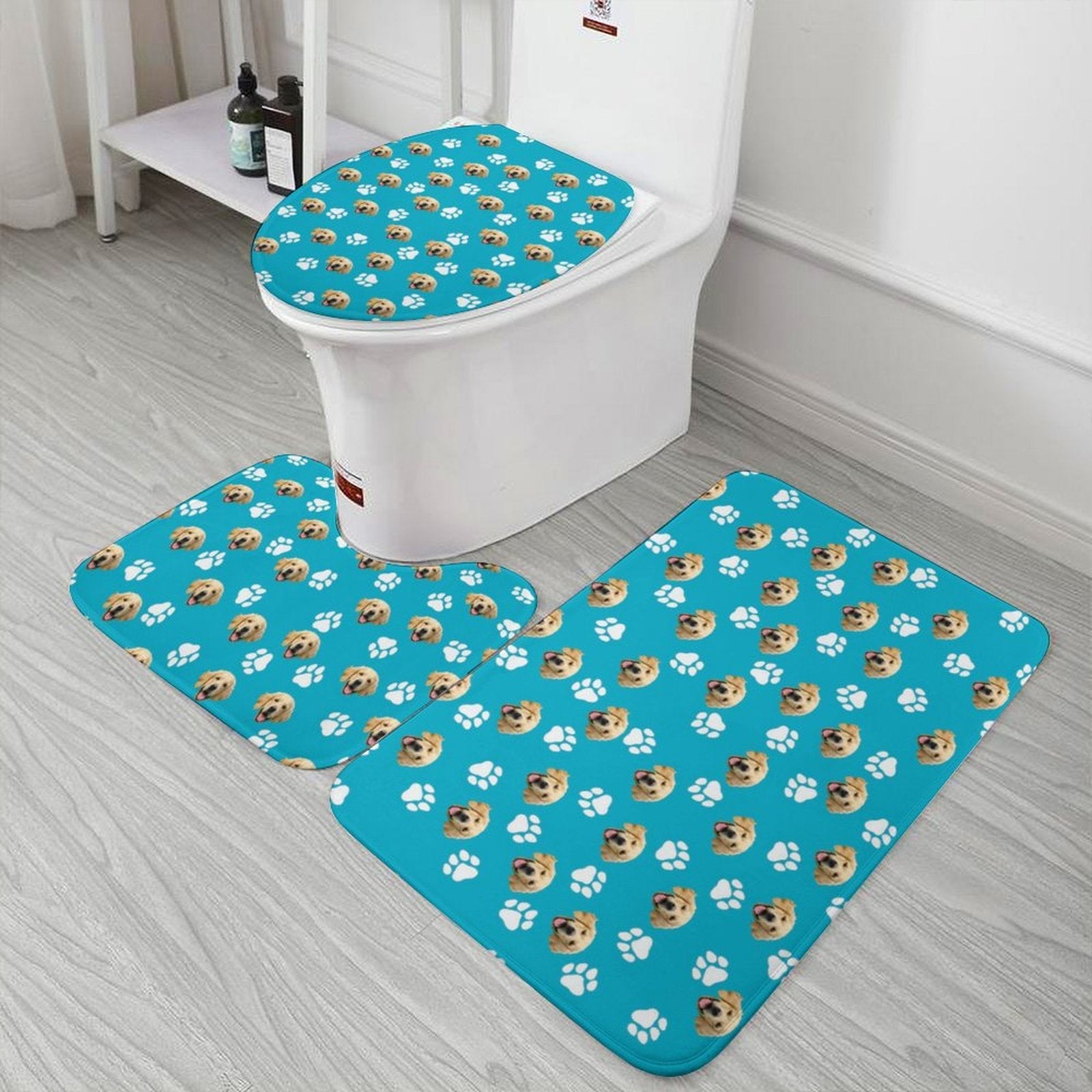 WEPRINTMEMatCustom Pet Face Coral Fleece Mat Set