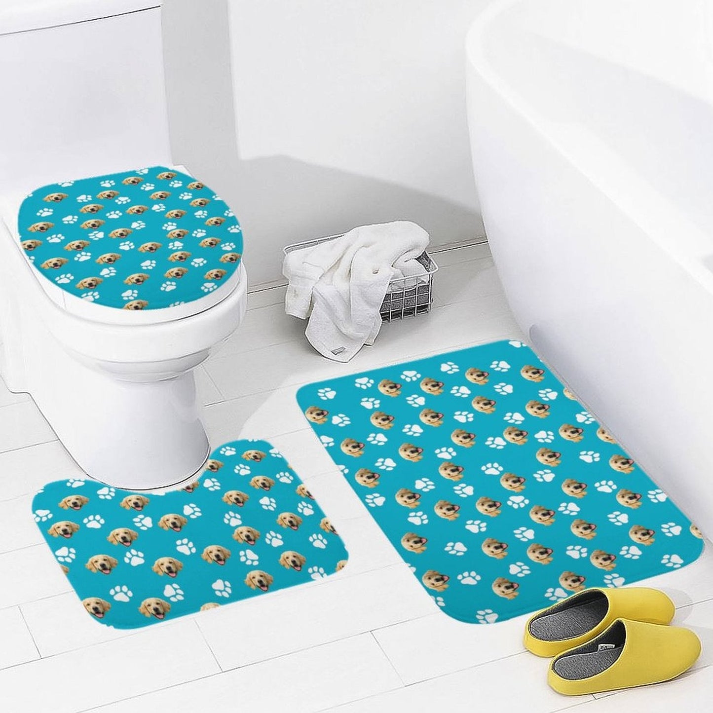 WEPRINTMEMatCustom Pet Face Coral Fleece Mat Set