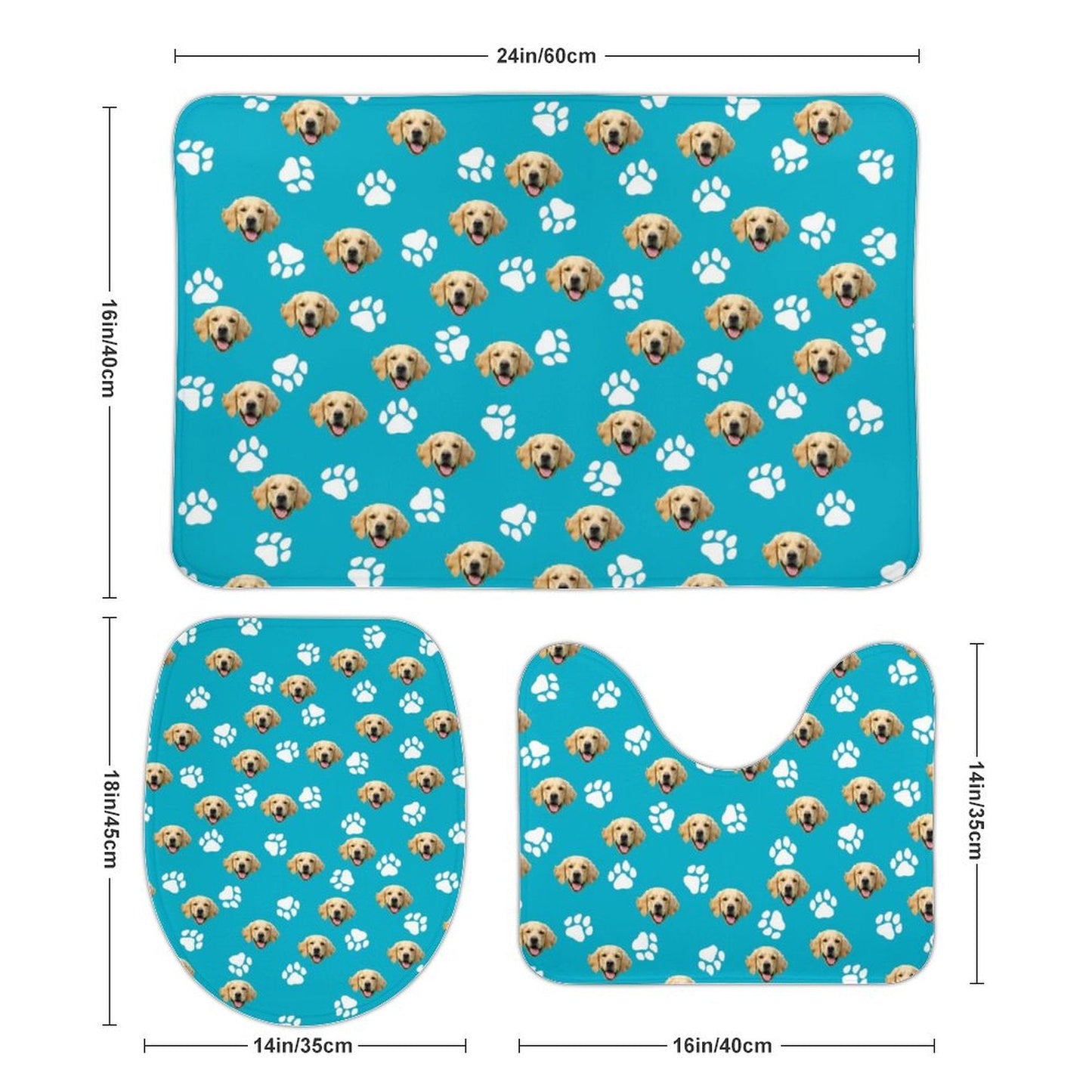WEPRINTMEMatCustom Pet Face Coral Fleece Mat Set