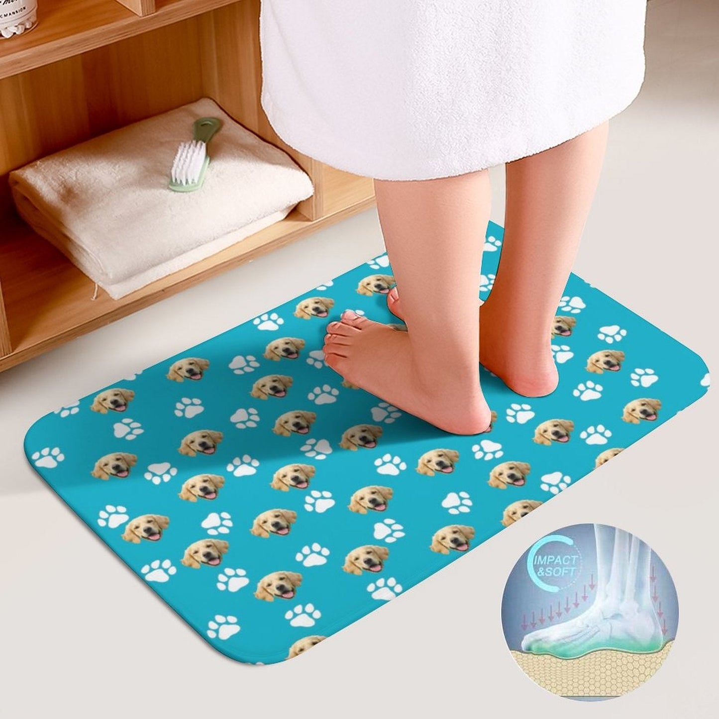 WEPRINTMEMatCustom Pet Face Coral Fleece Mat Set