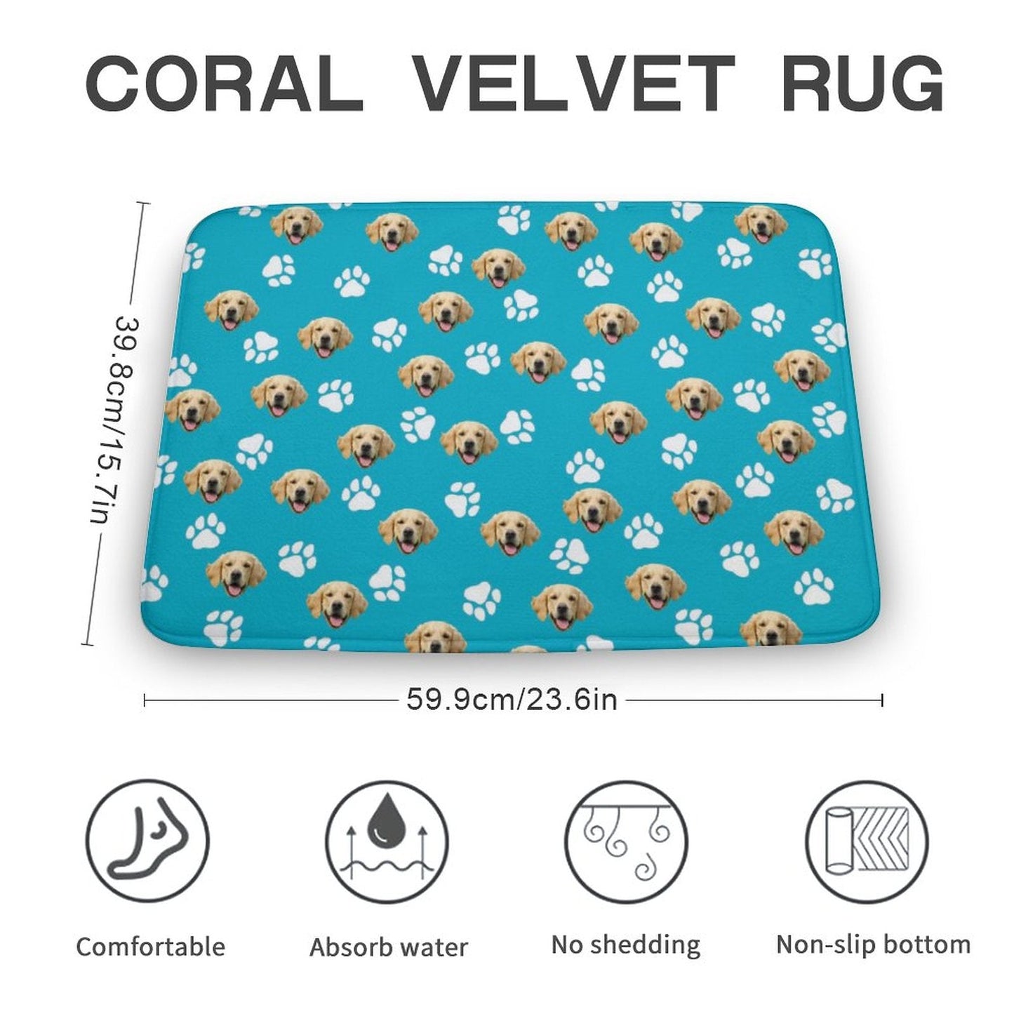 WEPRINTMEMatCustom Pet Face Coral Fleece Mat Set