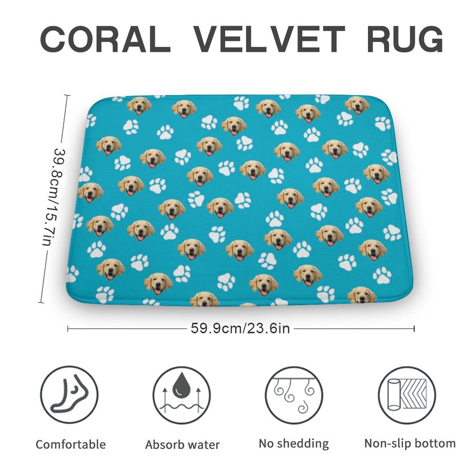 WEPRINTMEMatCustom Pet Face Coral Fleece Mat Set