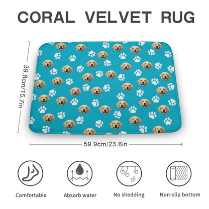 WEPRINTMEMatCustom Pet Face Coral Fleece Mat Set