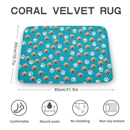 WEPRINTMEMatCustom Pet Face Coral Fleece Mat Set