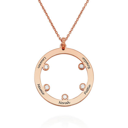 WEPRINTMENecklaceCustom Five Texts Birthday Stone Round Necklace