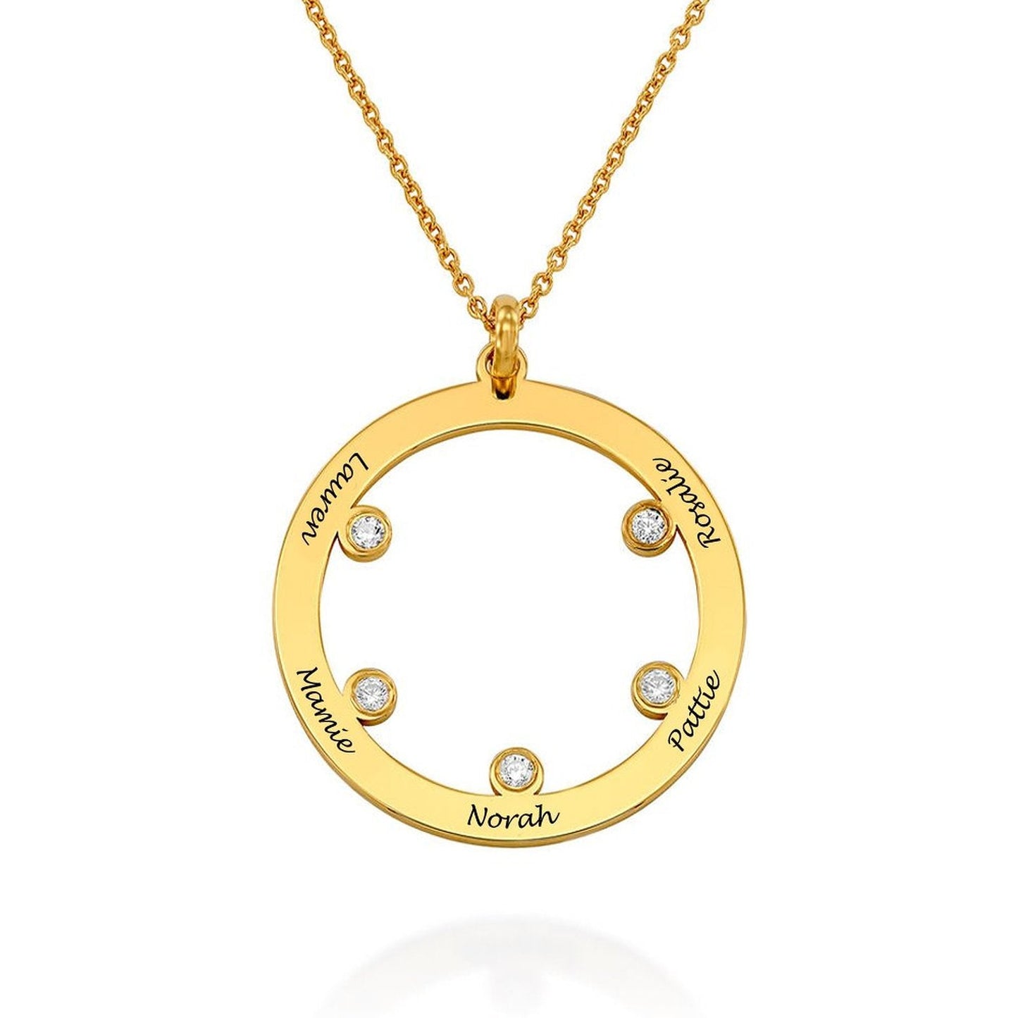 WEPRINTMENecklaceCustom Five Texts Birthday Stone Round Necklace