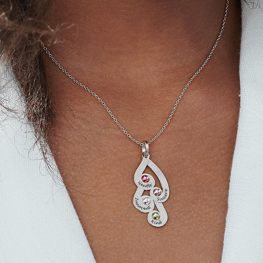 WEPRINTMENecklaceCustom Four Texts and Diamonds Necklace