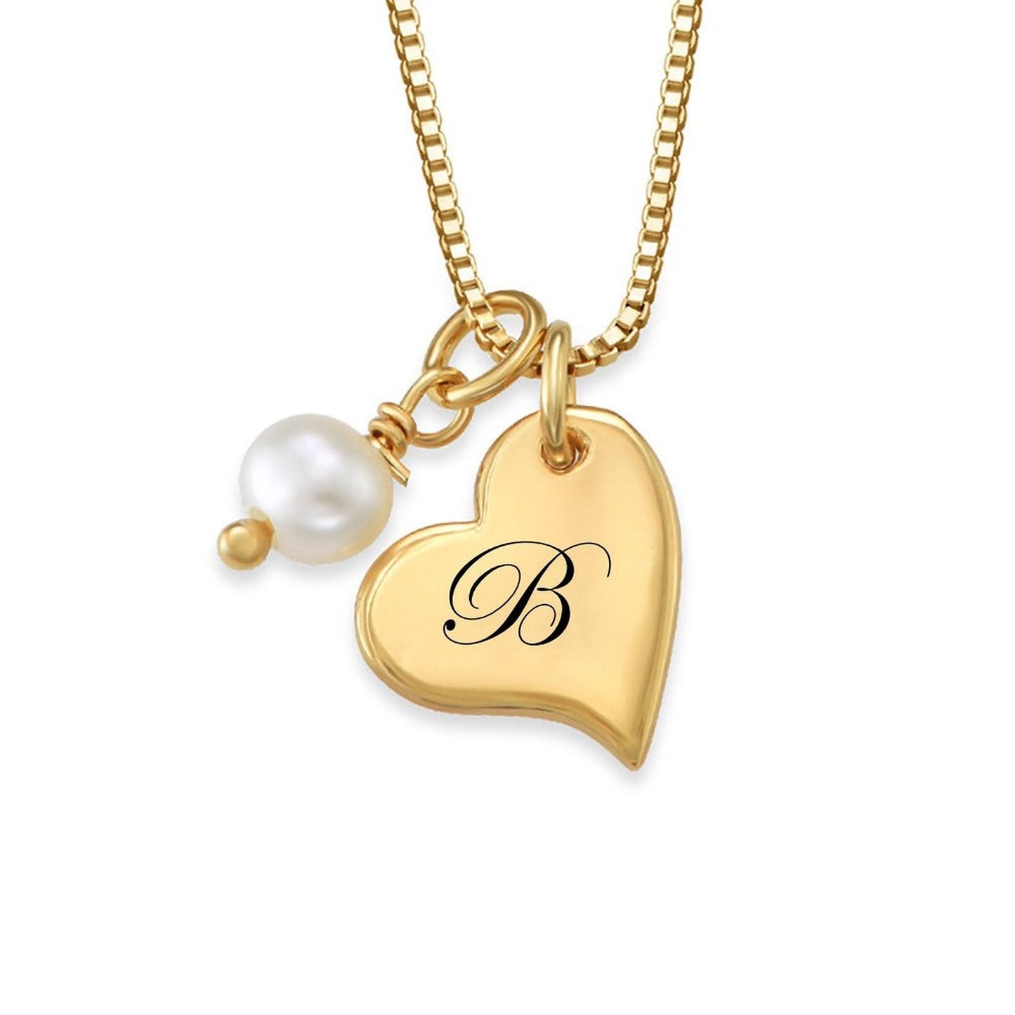 WEPRINTMENecklaceCustom Letter Pearl Heart Necklace