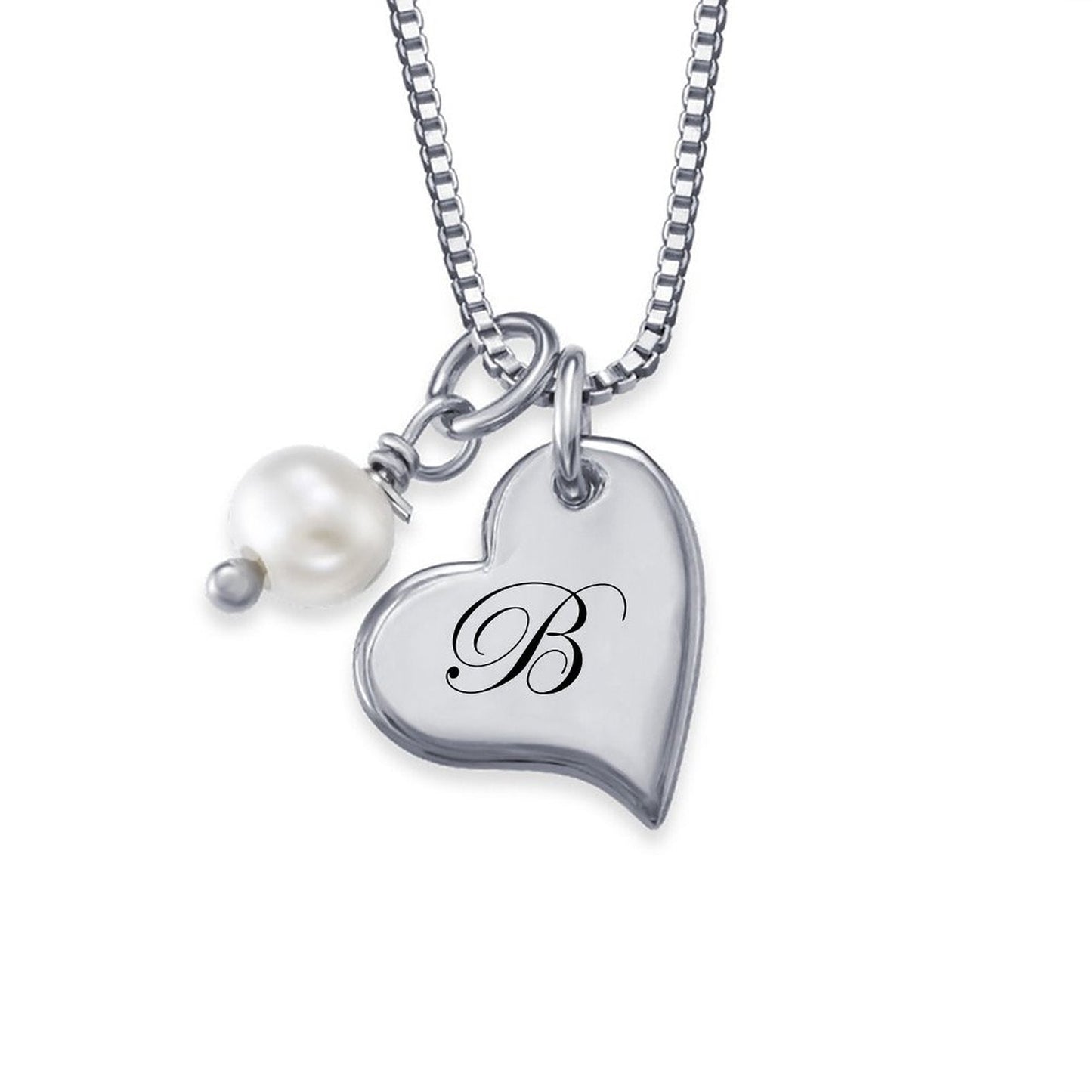 WEPRINTMENecklaceCustom Letter Pearl Heart Necklace