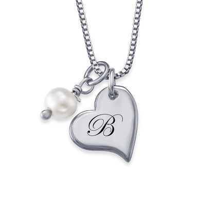 WEPRINTMENecklaceCustom Letter Pearl Heart Necklace