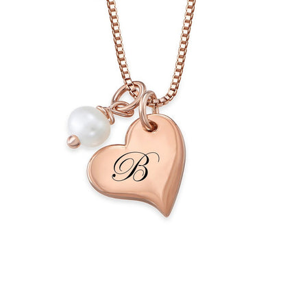 WEPRINTMENecklaceCustom Letter Pearl Heart Necklace