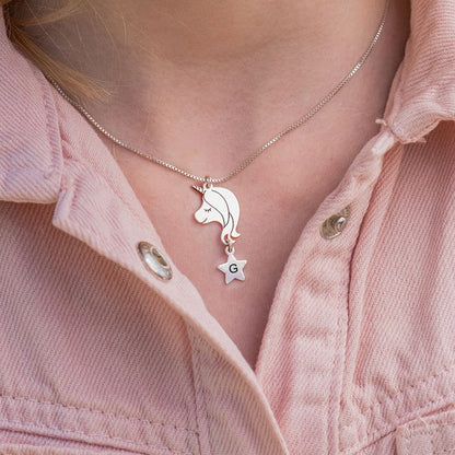 WEPRINTMENecklaceCustom Letter Unicorn Necklace