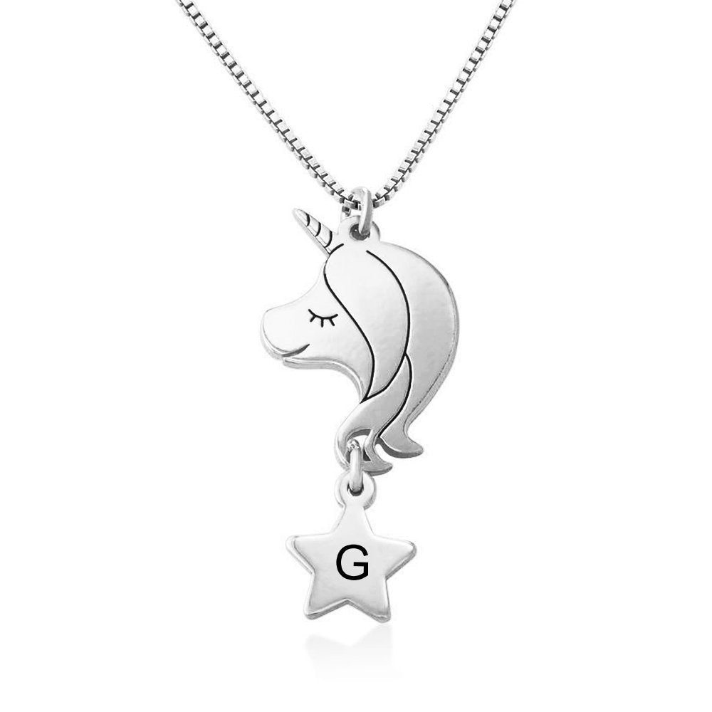 WEPRINTMENecklaceCustom Letter Unicorn Necklace