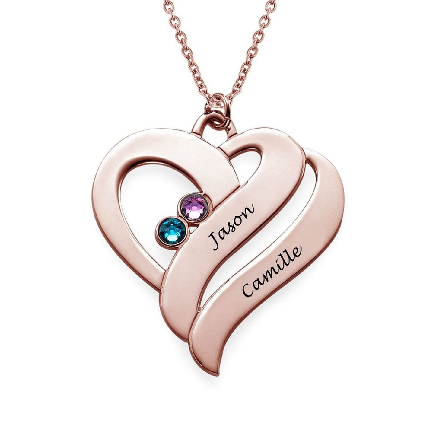 WEPRINTMENecklaceCustom Names Two Hearts Necklace