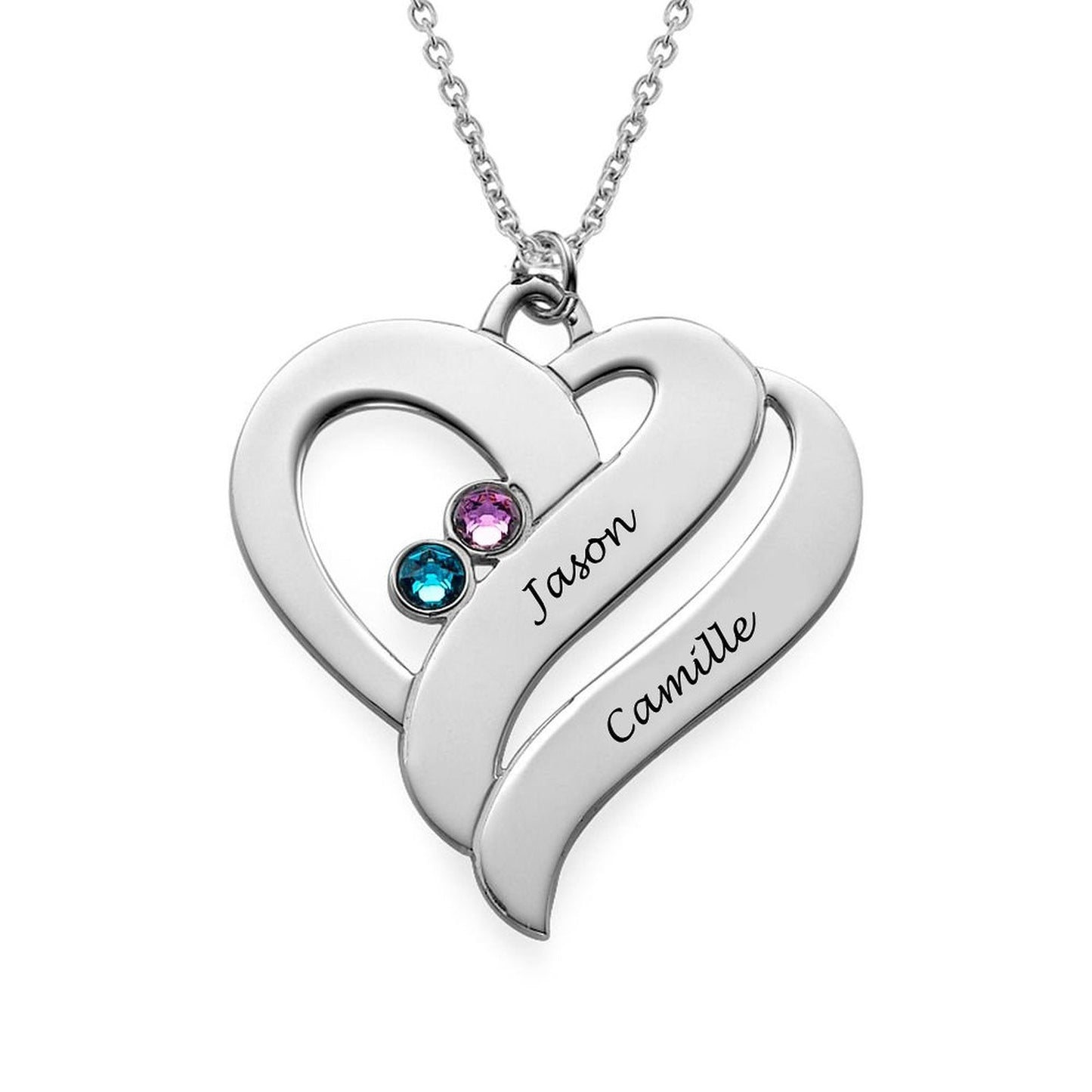 WEPRINTMENecklaceCustom Names Two Hearts Necklace