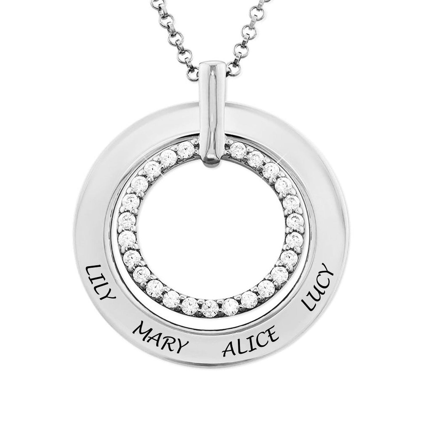 WEPRINTMENecklaceCustom Text Diamond Set Round Necklace
