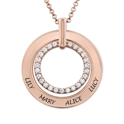 WEPRINTMENecklaceCustom Text Diamond Set Round Necklace