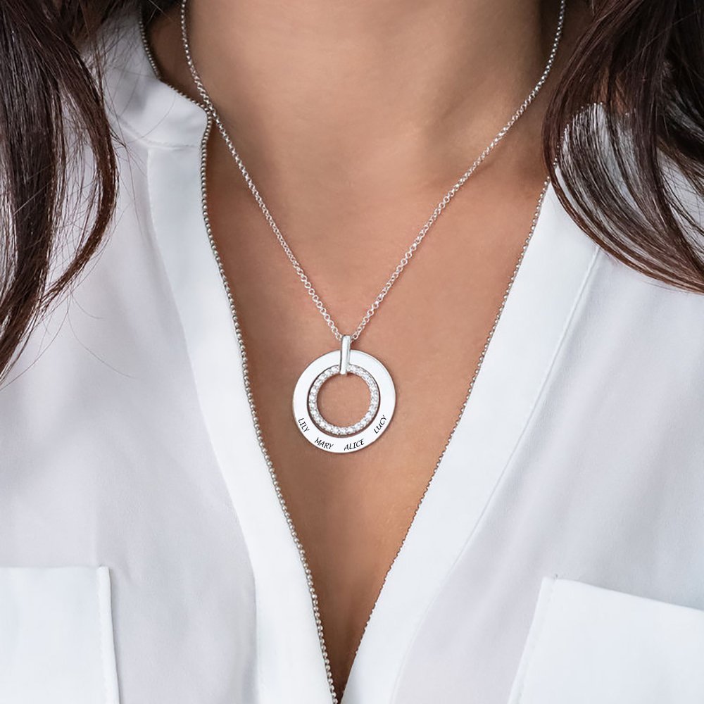 WEPRINTMENecklaceCustom Text Diamond Set Round Necklace