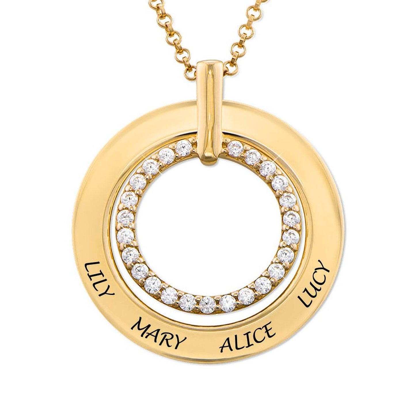 WEPRINTMENecklaceCustom Text Diamond Set Round Necklace
