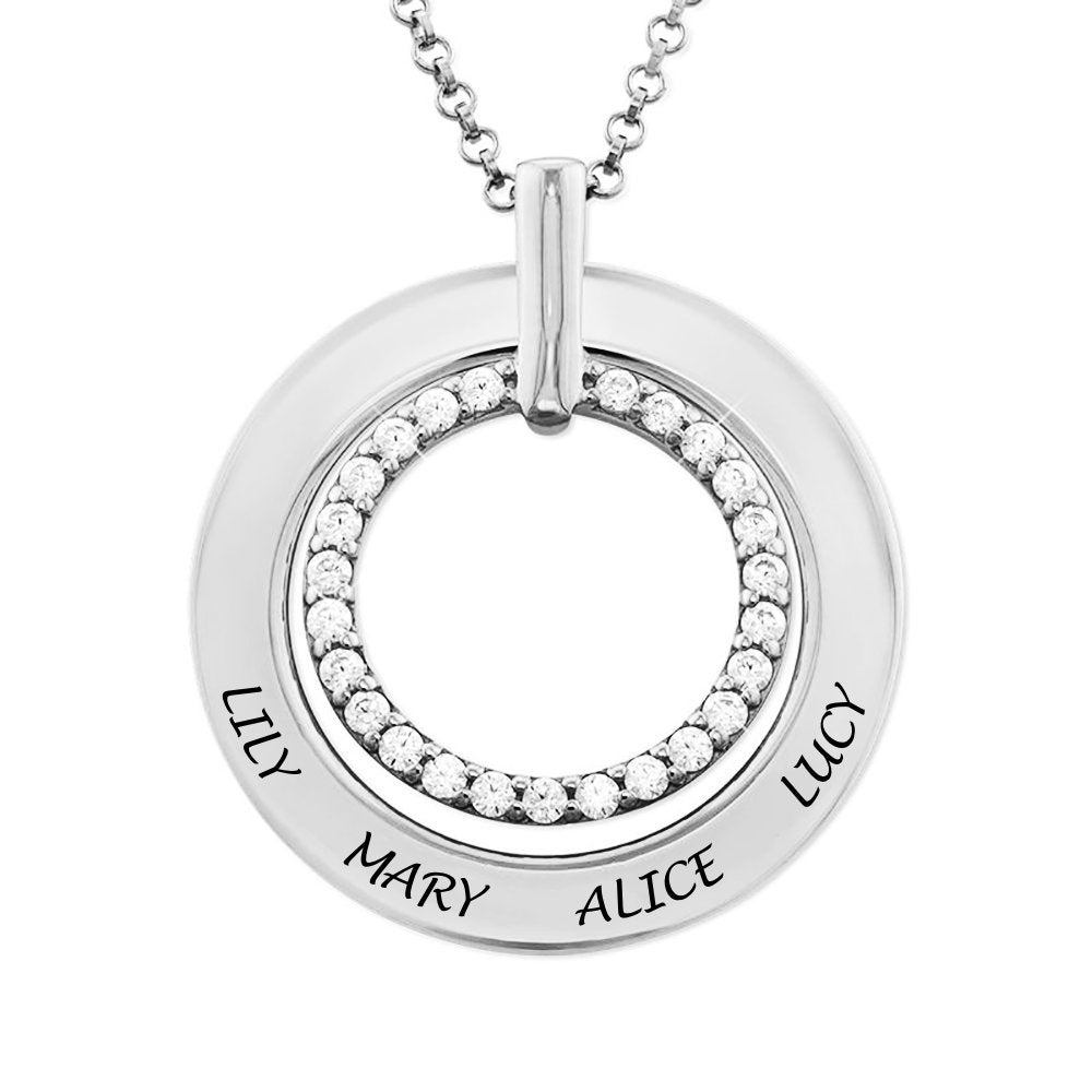 WEPRINTMENecklaceCustom Text Diamond Set Round Necklace