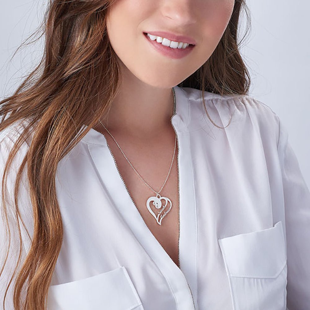 WEPRINTMENecklaceCustom Text Double Heart Necklace