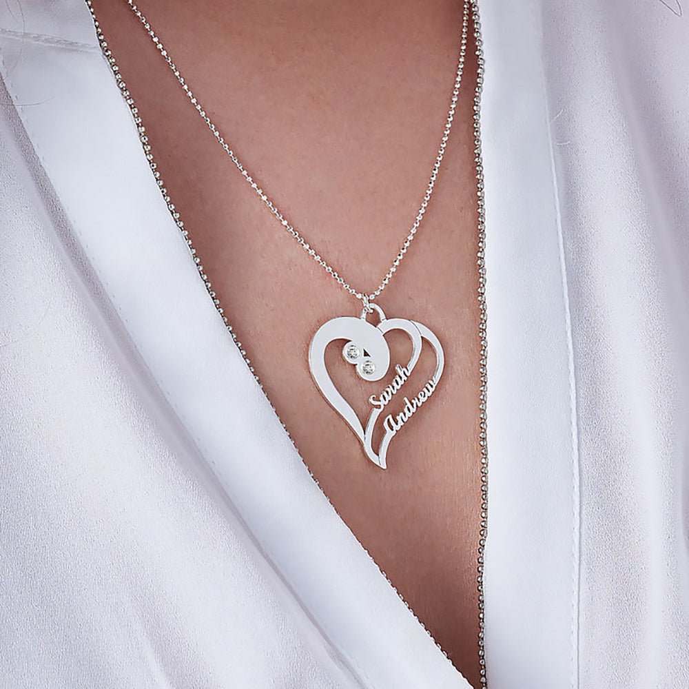 WEPRINTMENecklaceCustom Text Double Heart Necklace