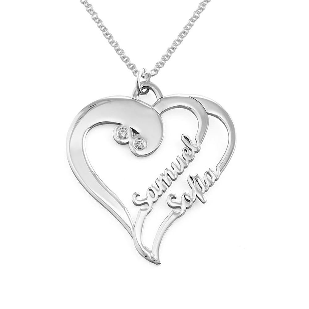 WEPRINTMENecklaceCustom Text Double Heart Necklace
