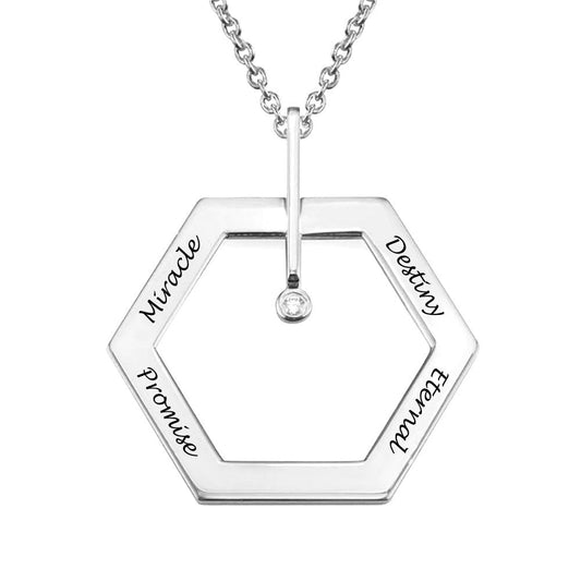 WEPRINTMENecklaceCustom Text Hexagonal Necklace