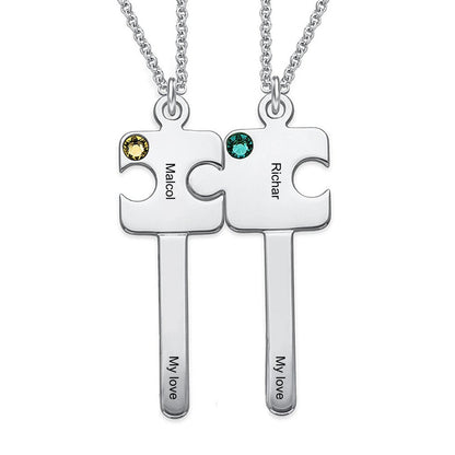 WEPRINTMENecklaceCustom Text Puzzle Couple Key Necklace