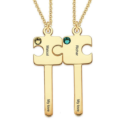 WEPRINTMENecklaceCustom Text Puzzle Couple Key Necklace