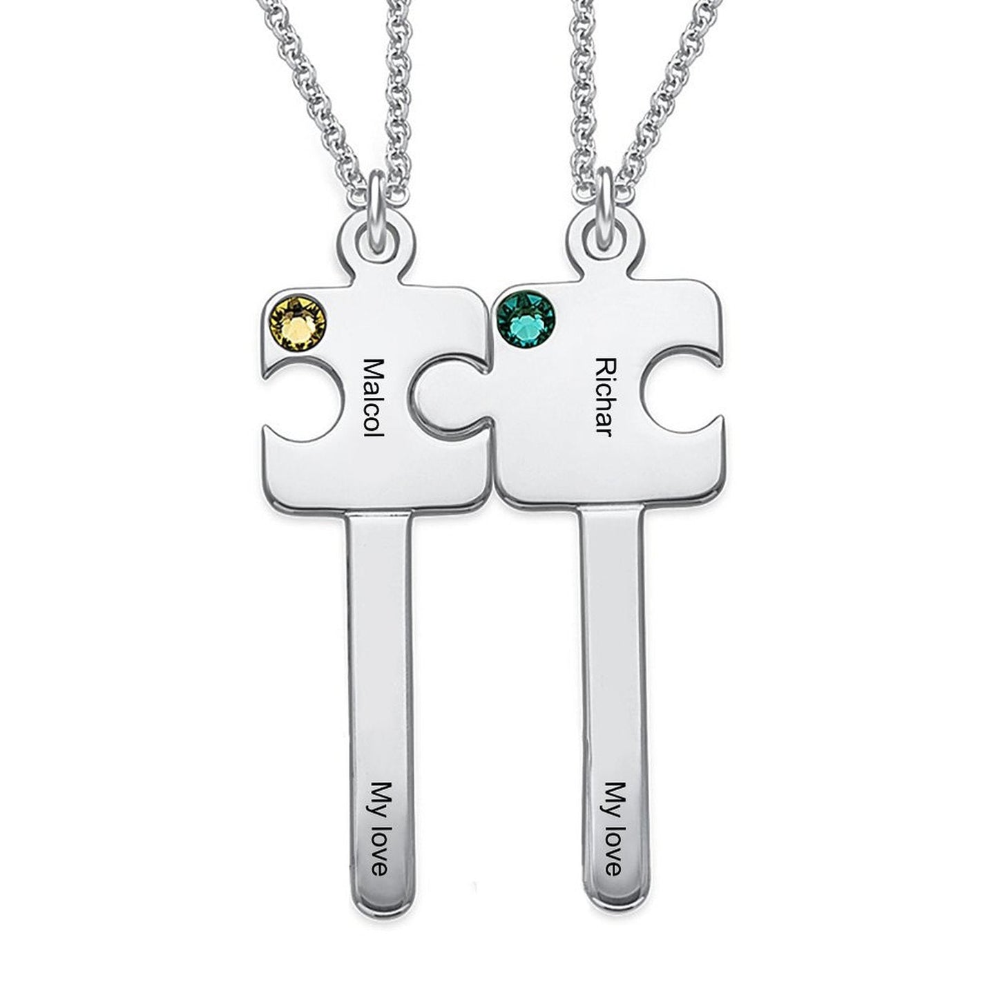 WEPRINTMENecklaceCustom Text Puzzle Couple Key Necklace