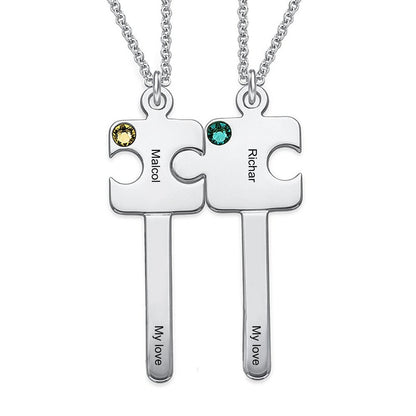 WEPRINTMENecklaceCustom Text Puzzle Couple Key Necklace