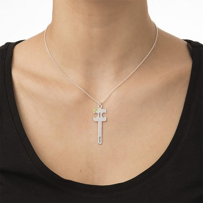 WEPRINTMENecklaceCustom Text Puzzle Couple Key Necklace