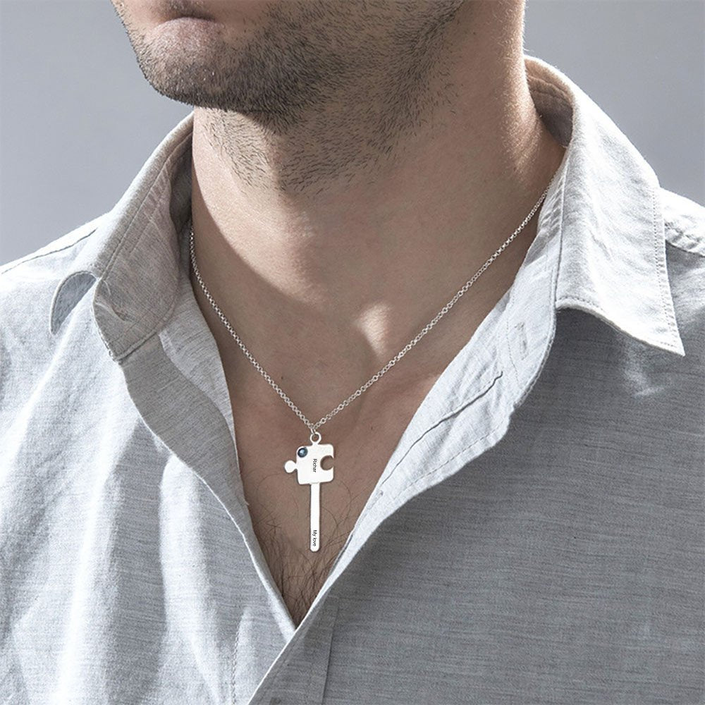 WEPRINTMENecklaceCustom Text Puzzle Couple Key Necklace