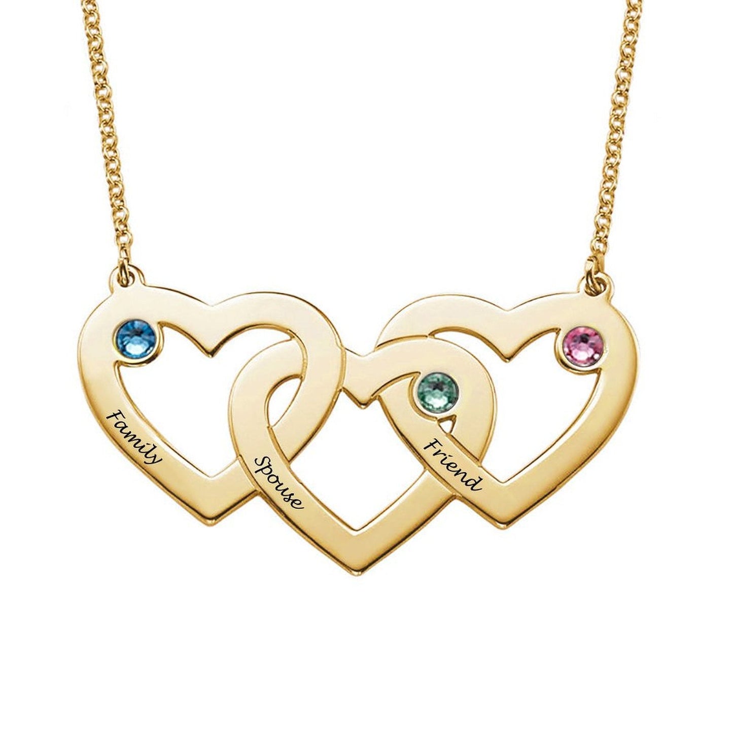 WEPRINTMENecklaceCustom Text Three Heart Interwoven Necklace