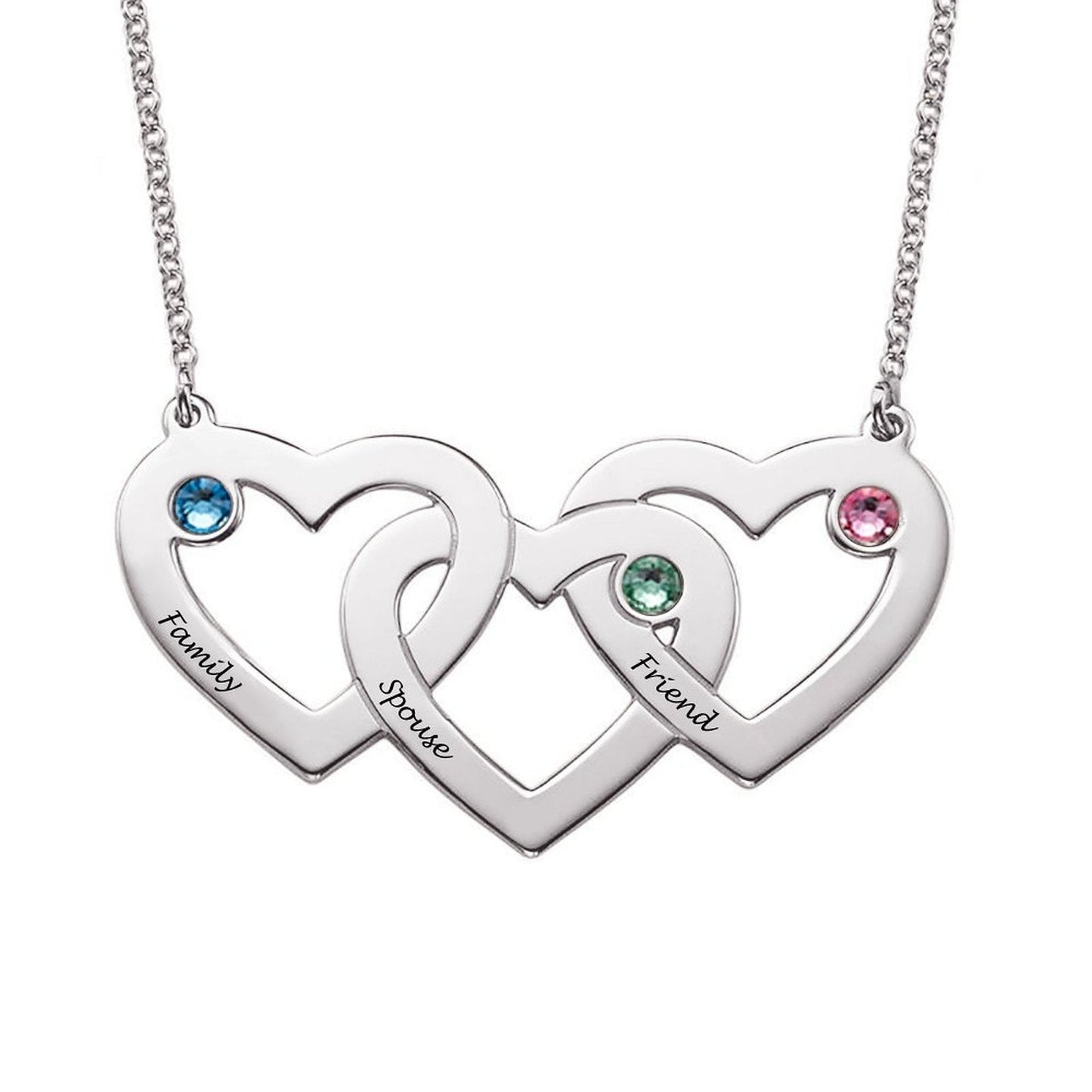 WEPRINTMENecklaceCustom Text Three Heart Interwoven Necklace