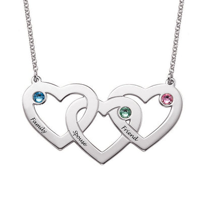 WEPRINTMENecklaceCustom Text Three Heart Interwoven Necklace