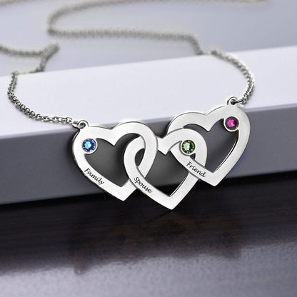 WEPRINTMENecklaceCustom Text Three Heart Interwoven Necklace