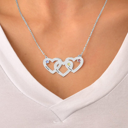 WEPRINTMENecklaceCustom Text Three Heart Interwoven Necklace