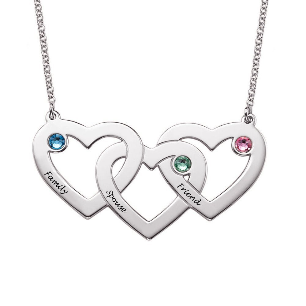 WEPRINTMENecklaceCustom Text Three Heart Interwoven Necklace