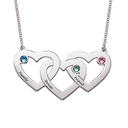 WEPRINTMENecklaceCustom Text Three Heart Interwoven Necklace