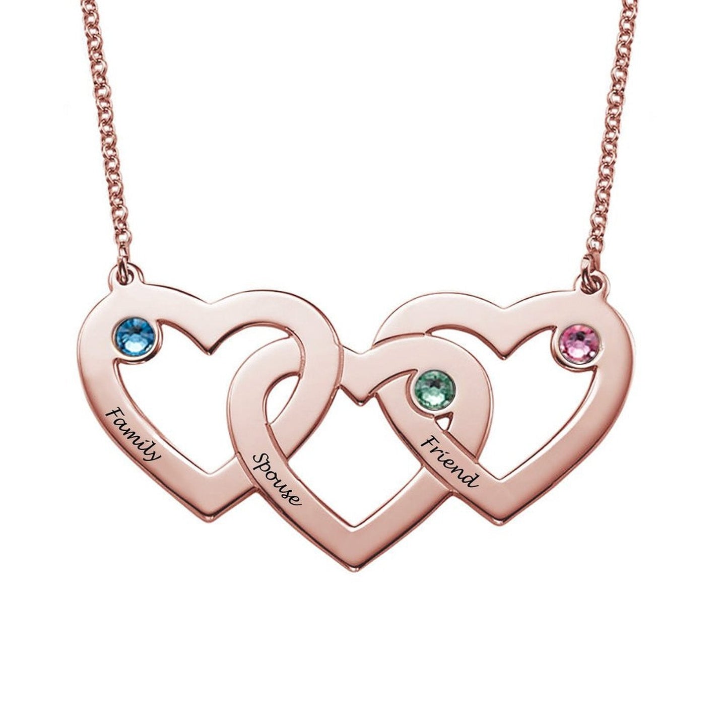 WEPRINTMENecklaceCustom Text Three Heart Interwoven Necklace