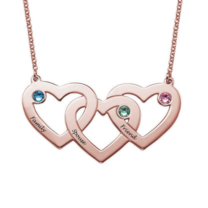 WEPRINTMENecklaceCustom Text Three Heart Interwoven Necklace