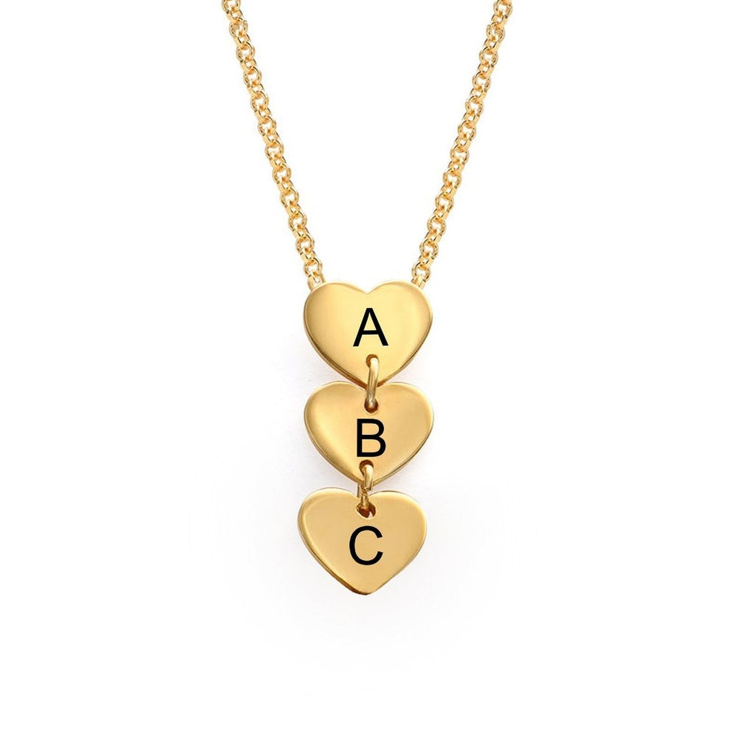 WEPRINTMENecklaceCustom Three Letters Heart Pendant Necklace